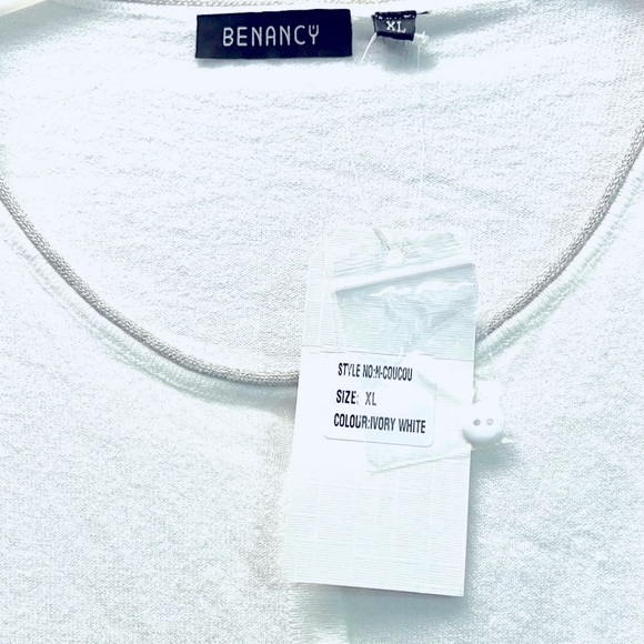 Over coat white sweater • BENANCY • White cardigan Button Down Sweater - Picture 3 of 4